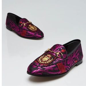 100% authentic Gucci floral black begonia fabric Jordaan loafers